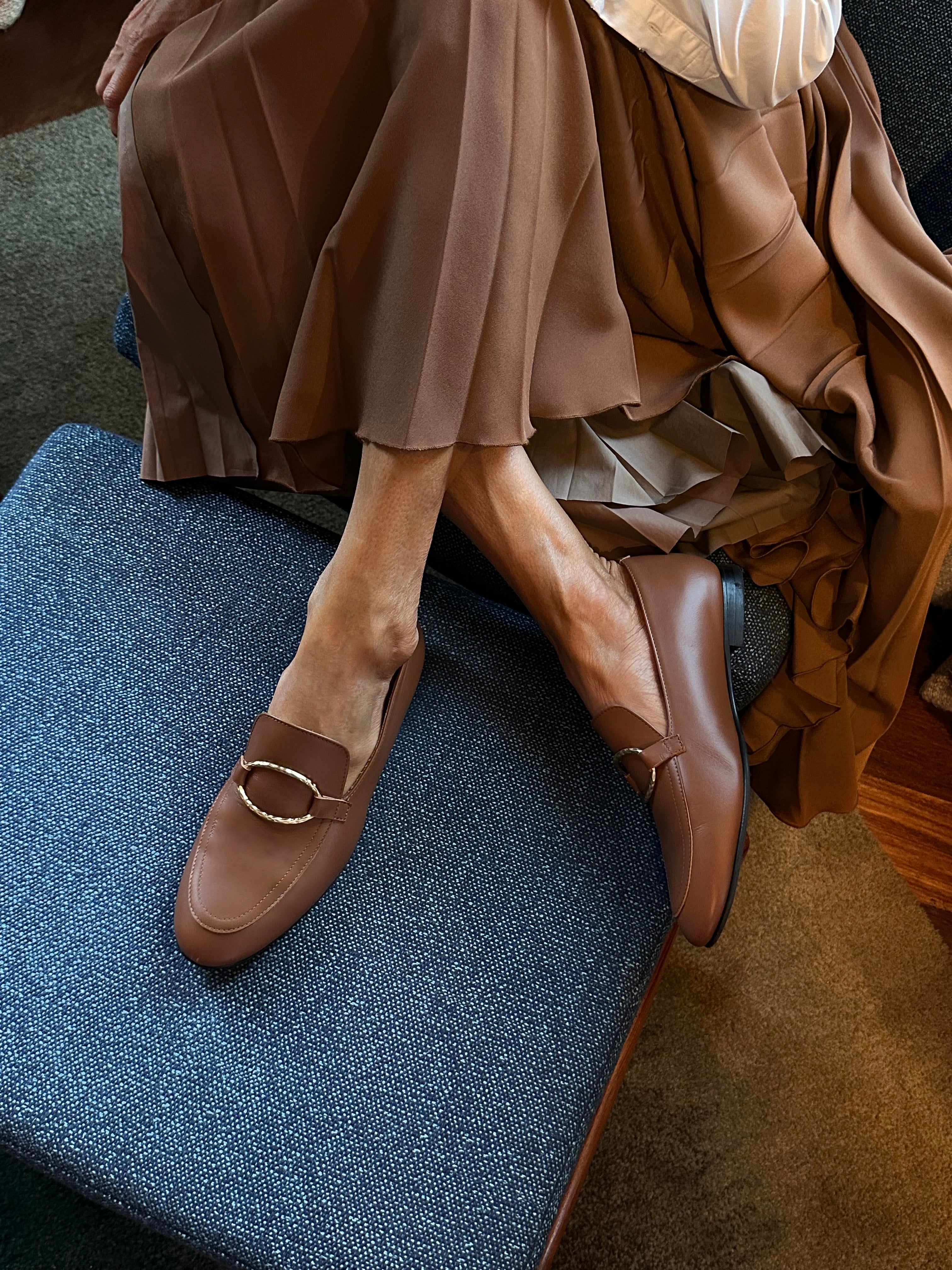 Cognac Tomboy Chic Loafers - Lachoix