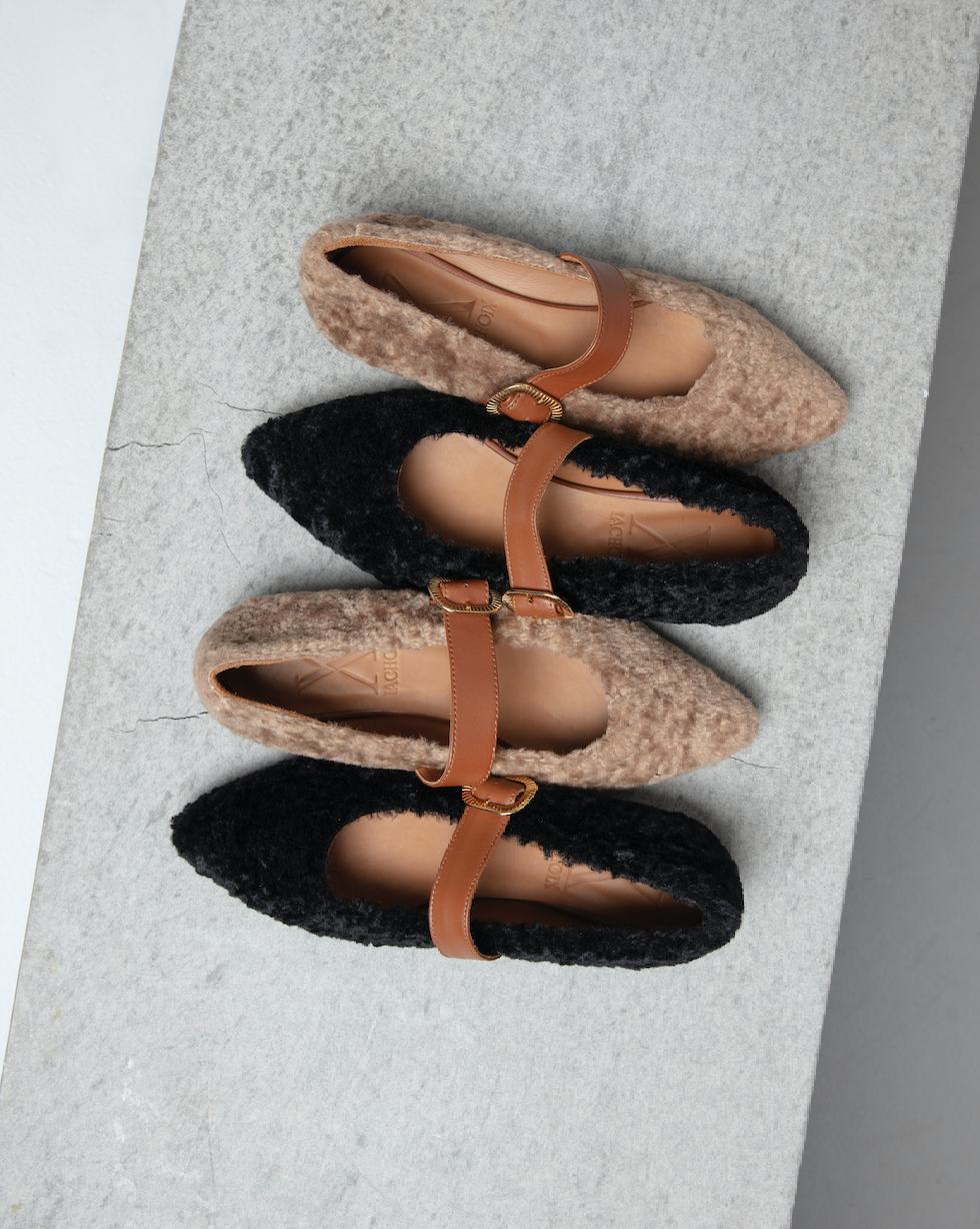 Mary Jane Faux Fur Black - Lachoix