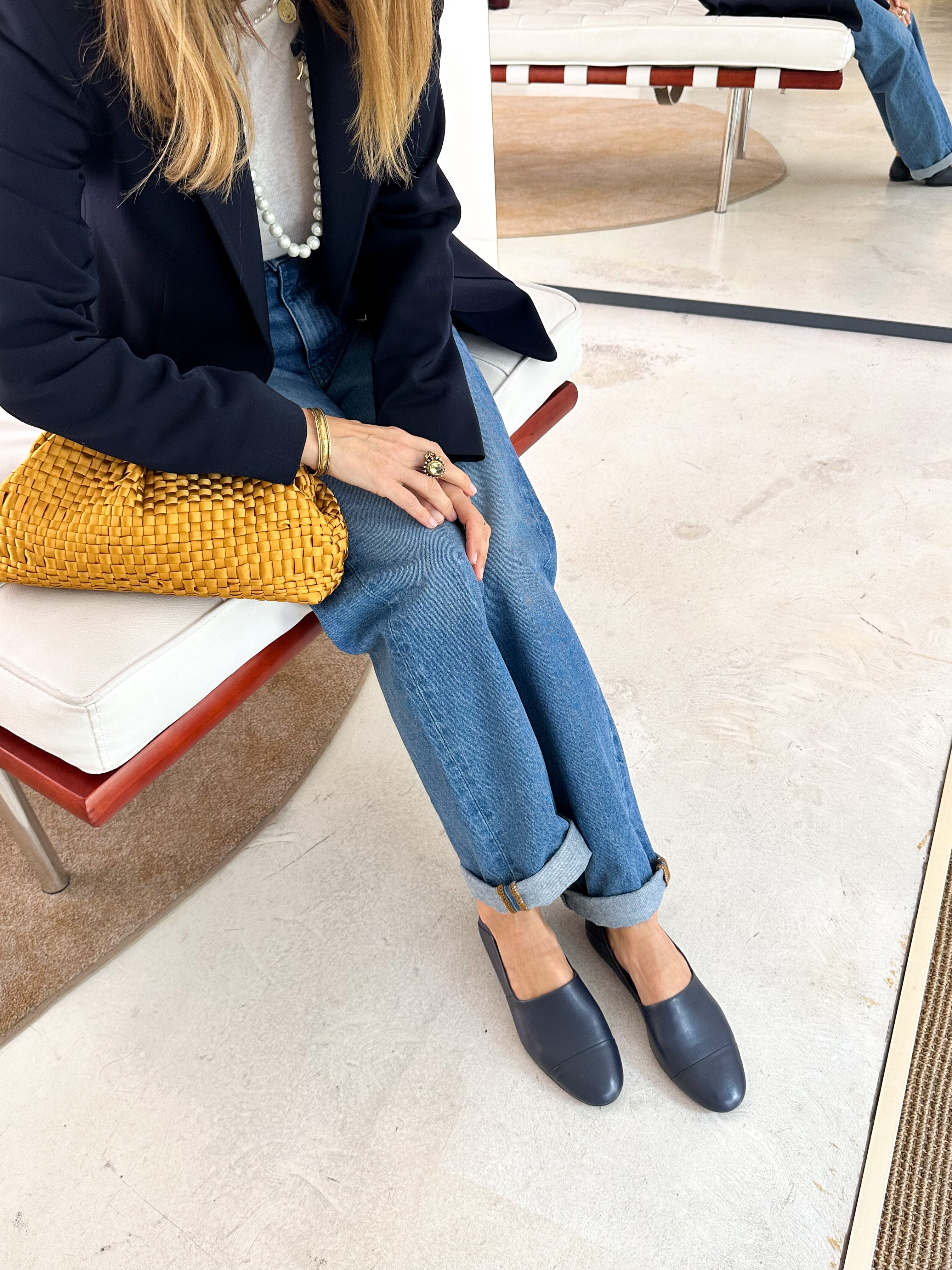 Navy Leather Slip-On - Lachoix