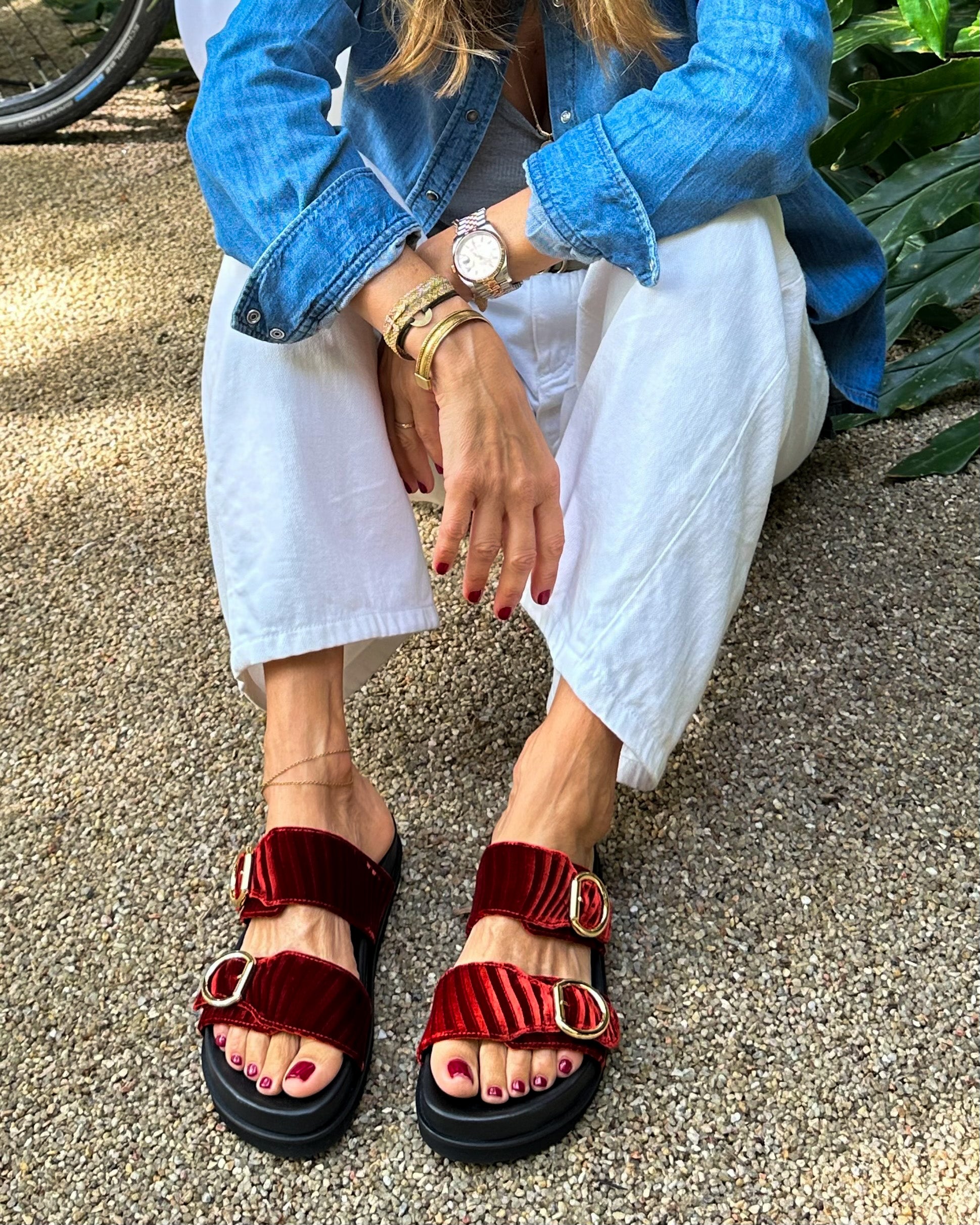 Double Buckle Sandals Ruggine - Lachoix