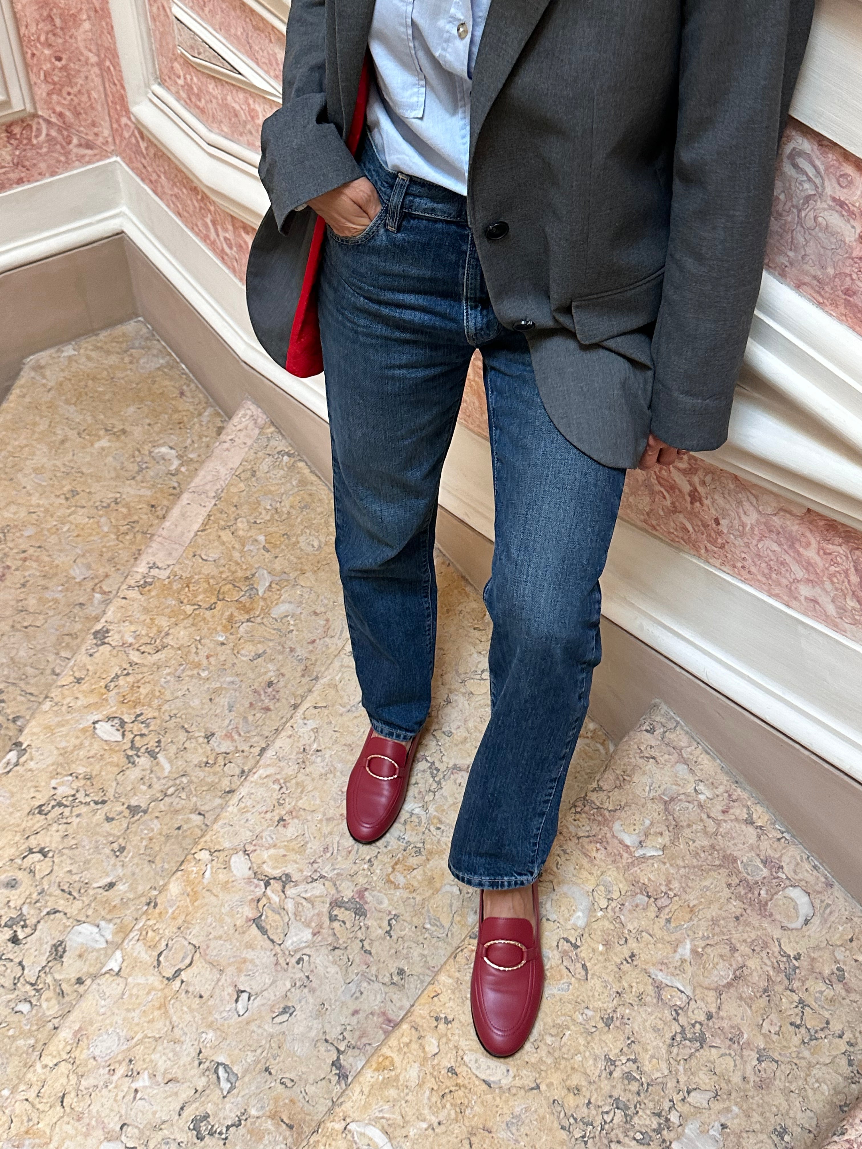 Red Wine Tomboy Chic Loafers - Lachoix