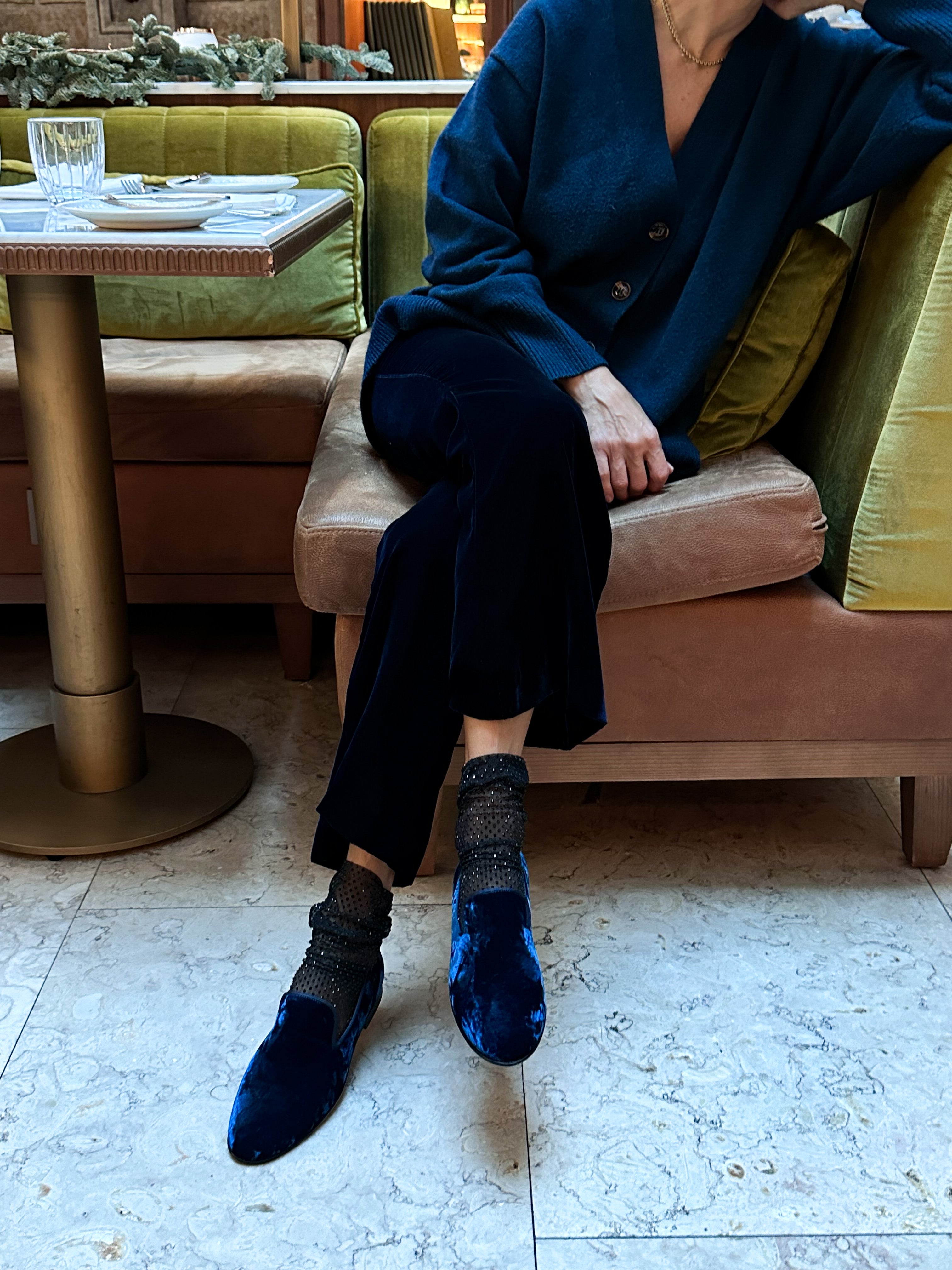 Blue Crush Velvet Slipper - Lachoix