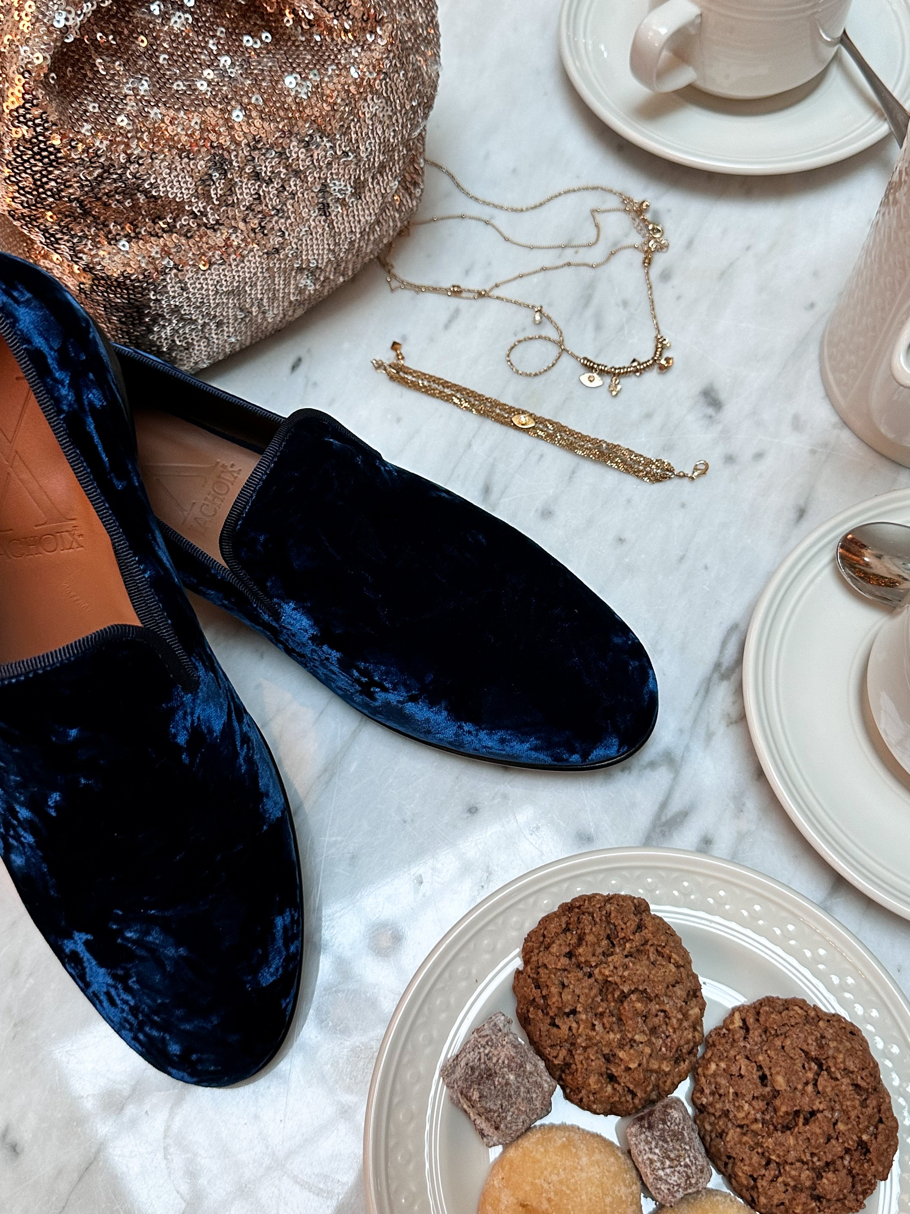 Blue Crush Velvet Slipper - Lachoix