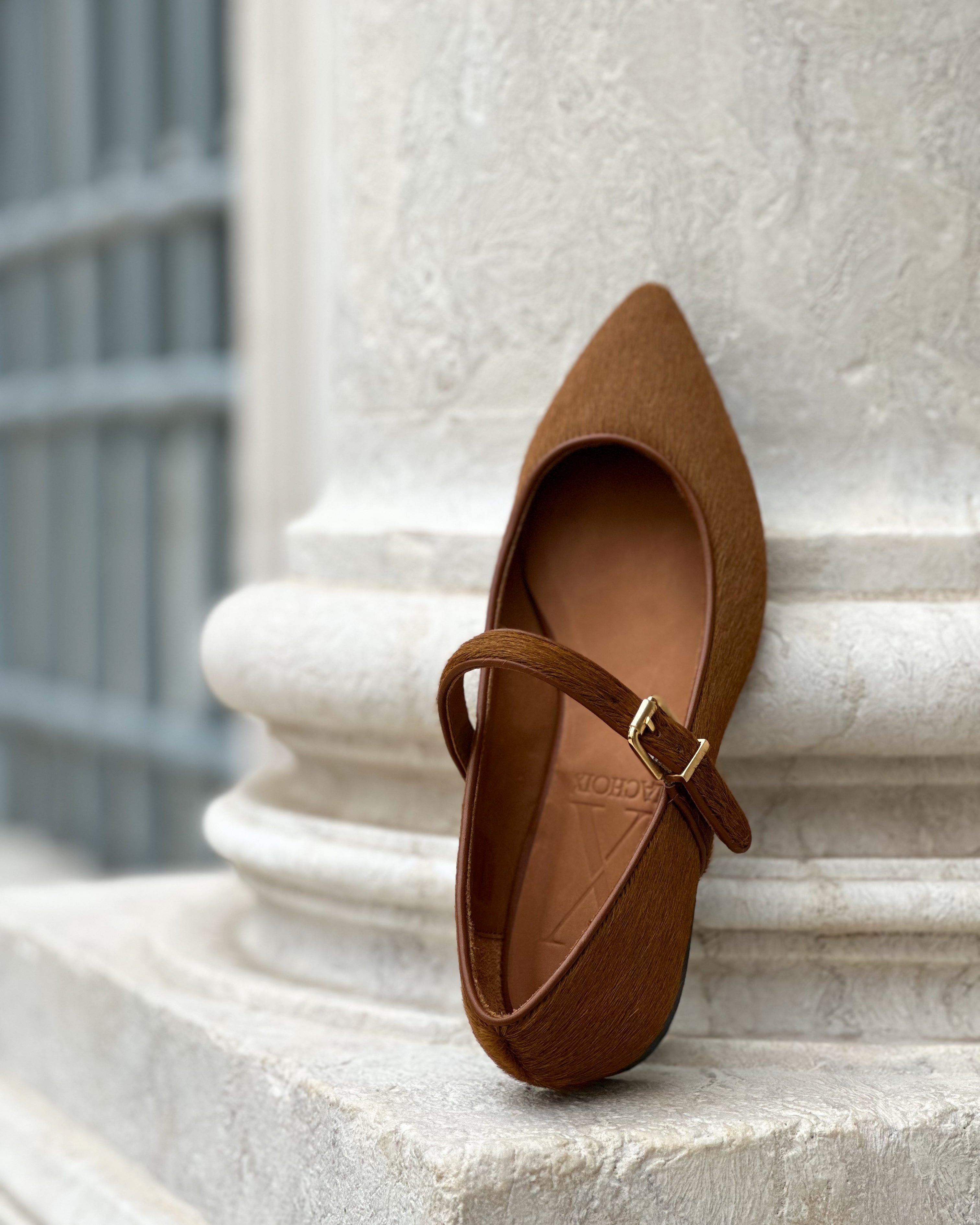 Mary Jane Camel Calf Hair - Lachoix