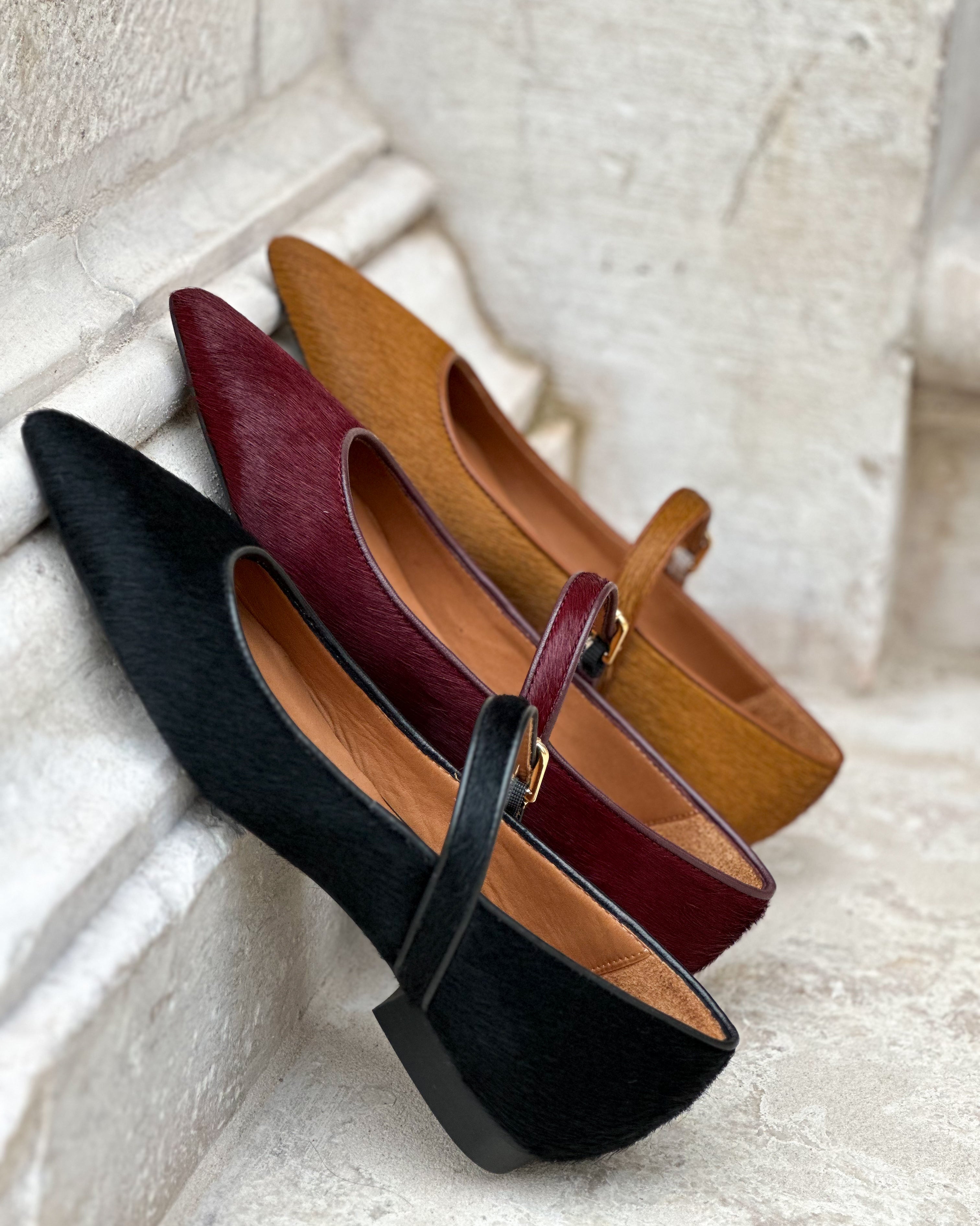 Mary Jane Camel Calf Hair - Lachoix