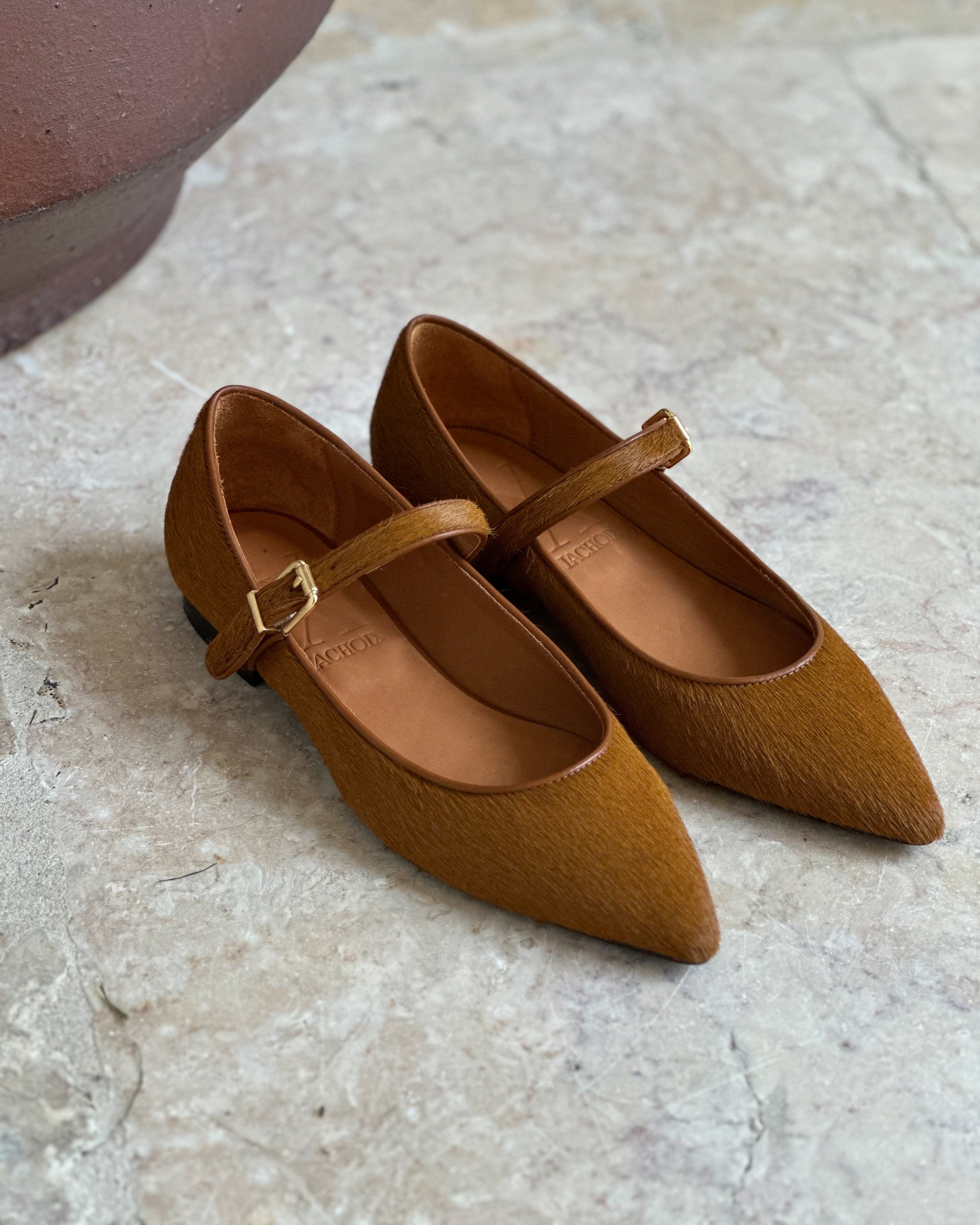 Mary Jane Camel Calf Hair - Lachoix