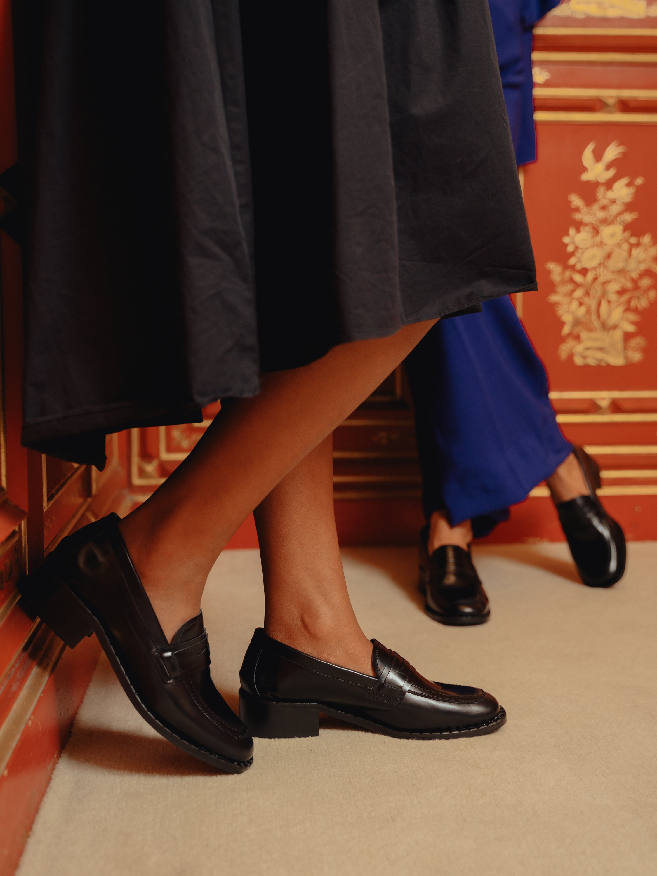 Black Mid-Heel Loafer - Lachoix