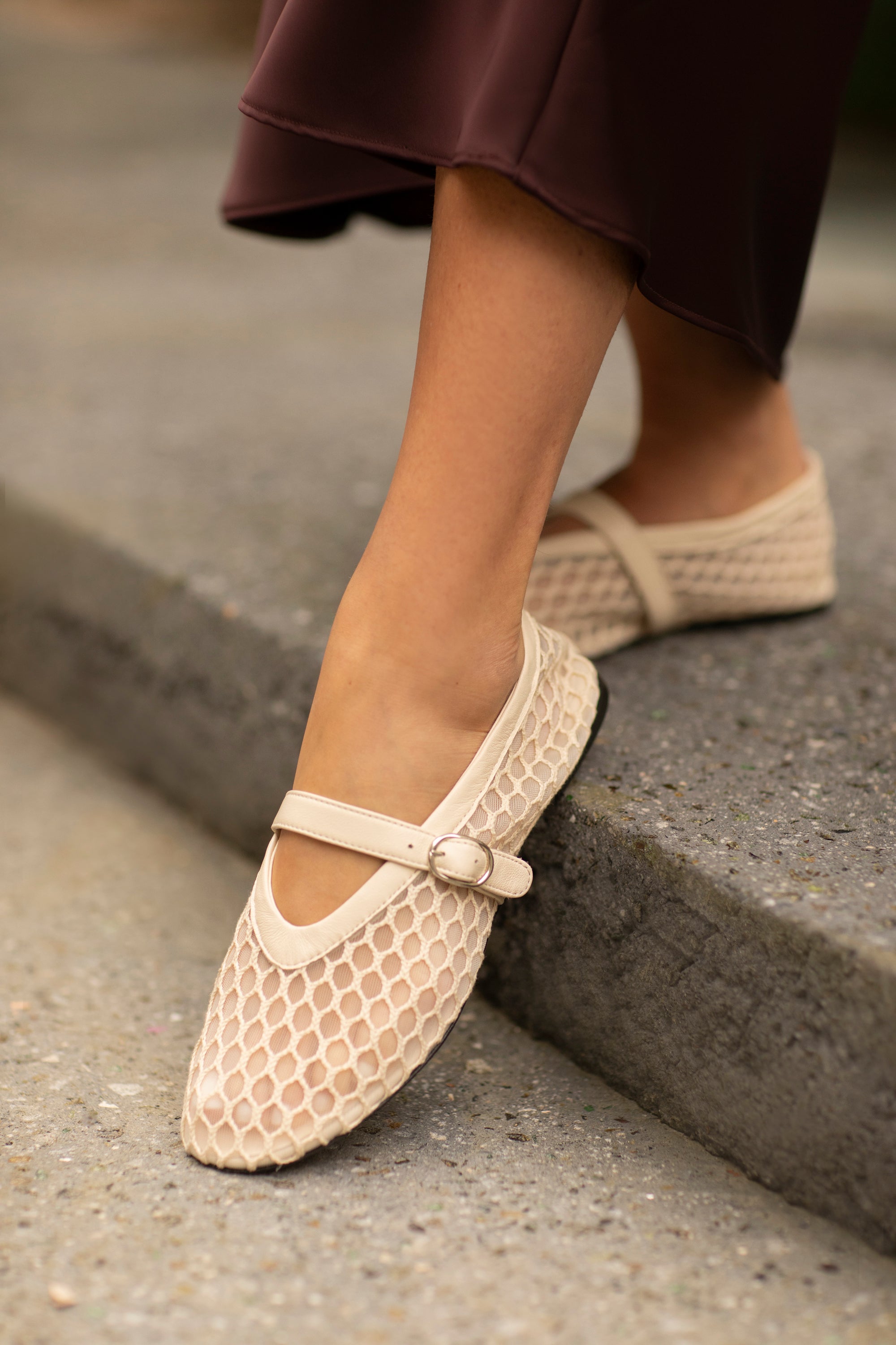 Lola Mary Jane White Mesh – Lachoix