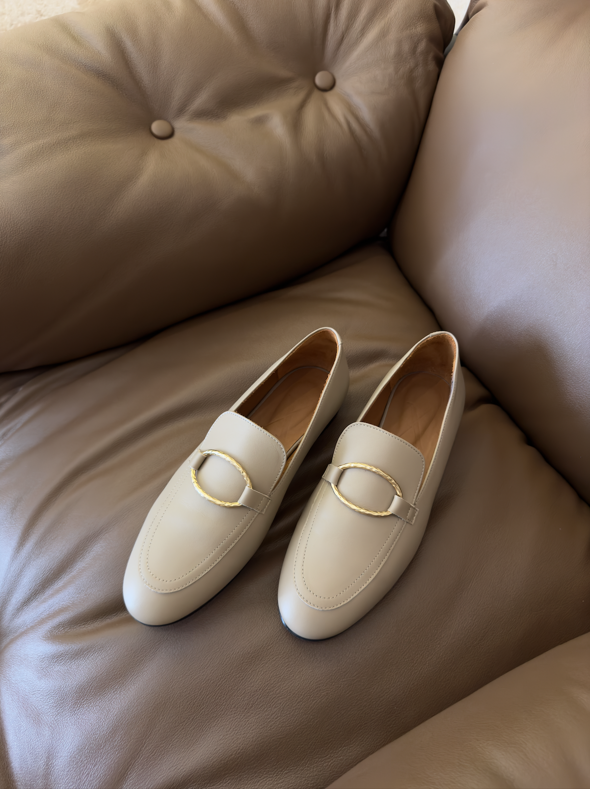 Taupe Tomboy Chic Loafers – Lachoix - Main Image