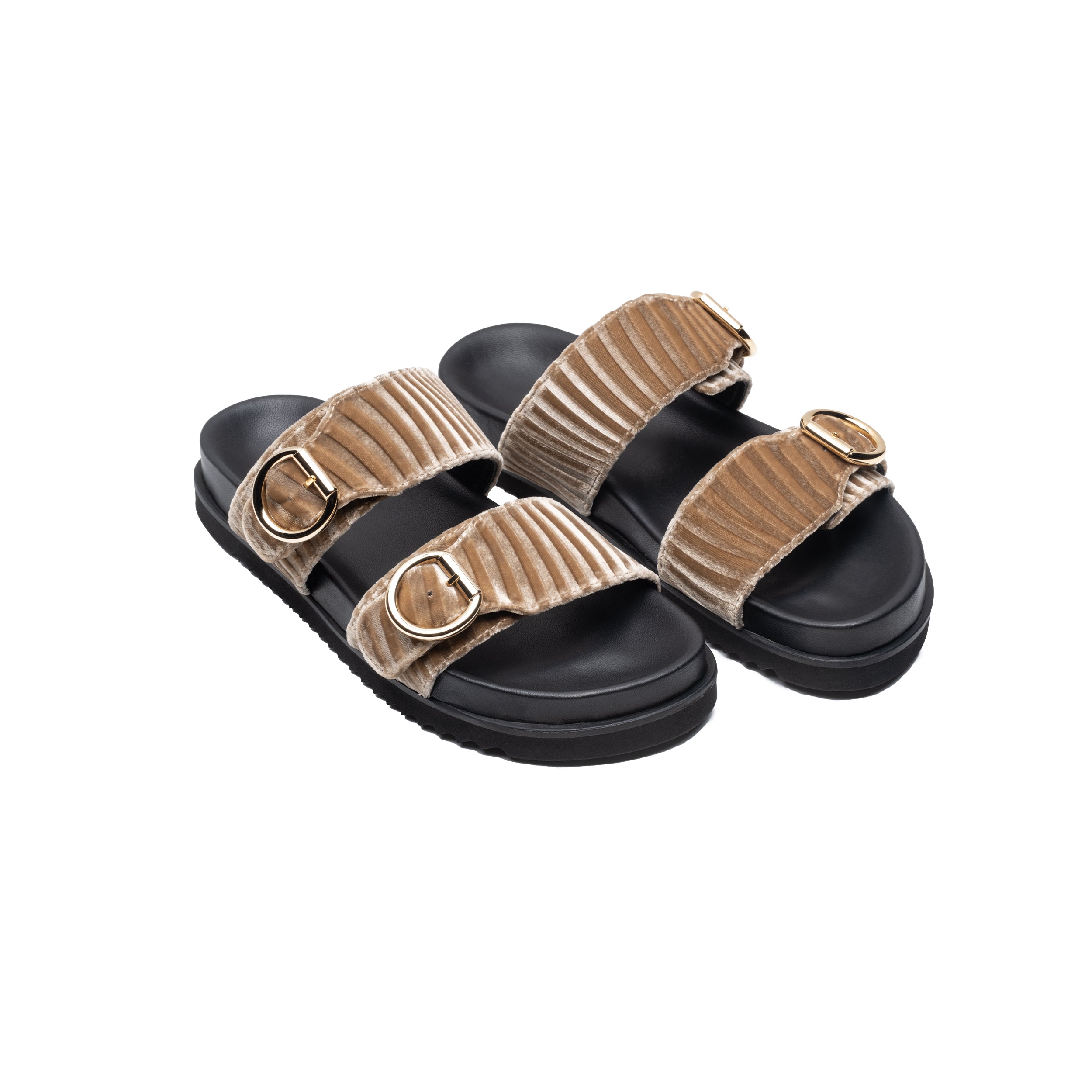 Double Buckle Sandals Biscotto – Lachoix - Main Image
