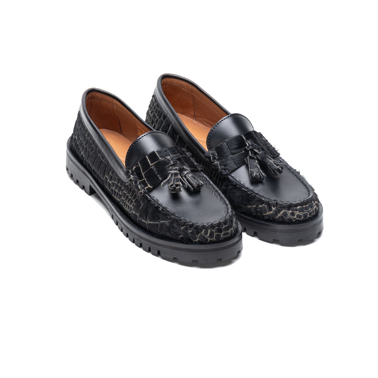 Penny Chunky Loafer Croco Black