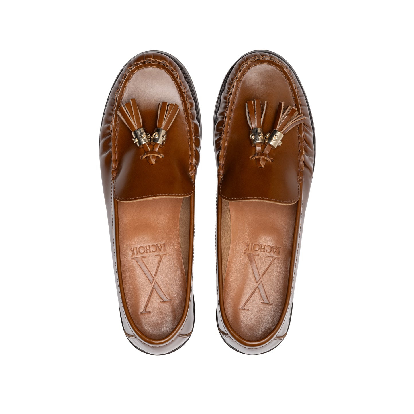 Camel Glossy Leather Moccasin