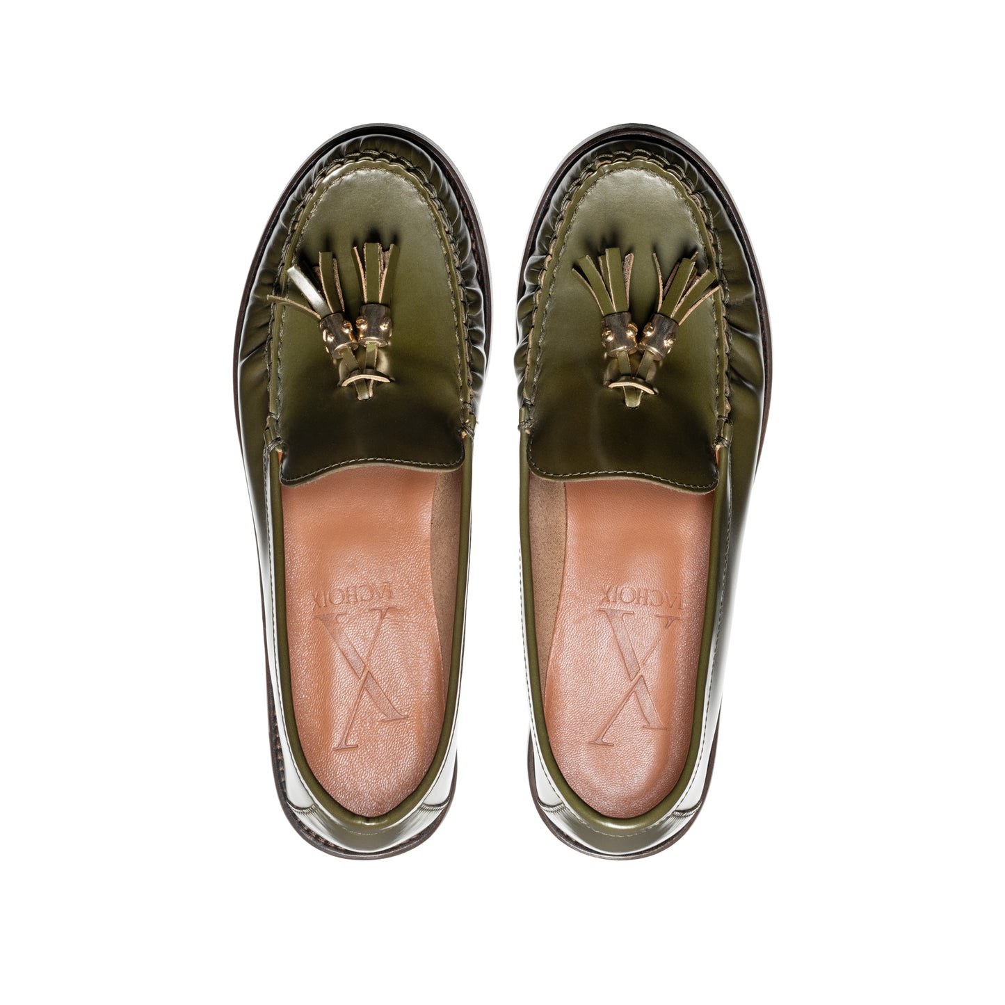 Moss Green Glossy Leather Moccasin