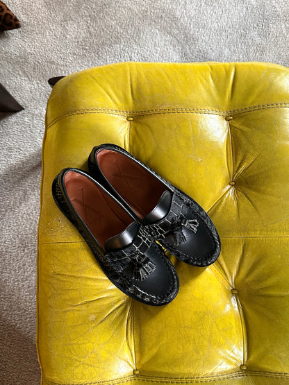 Penny Chunky Loafer Croco Black