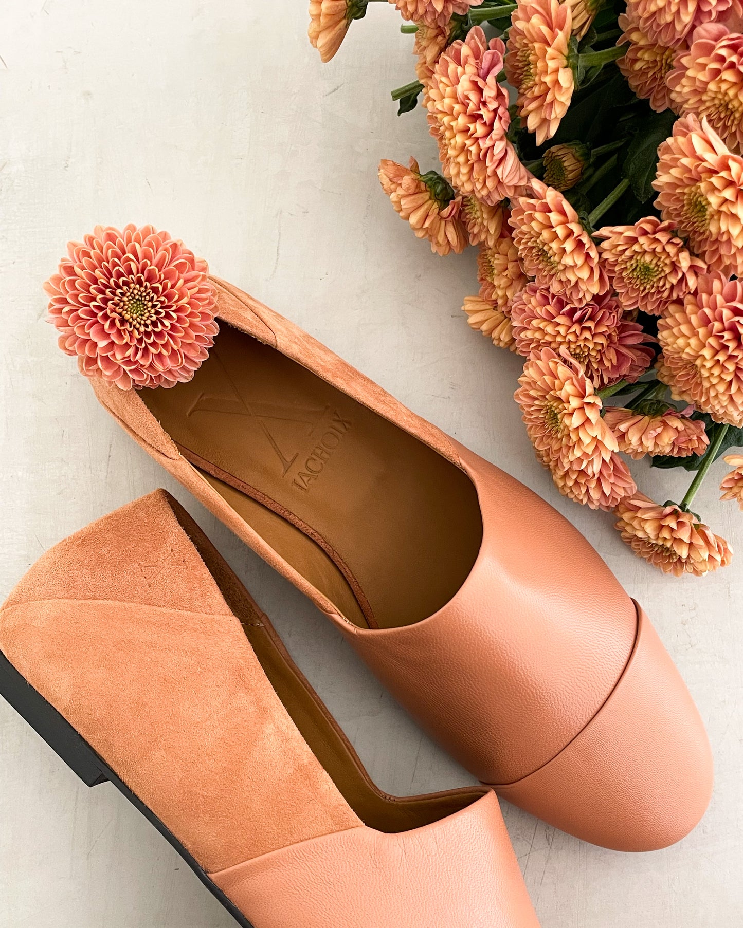 Peach Slip-On Leather and Suede