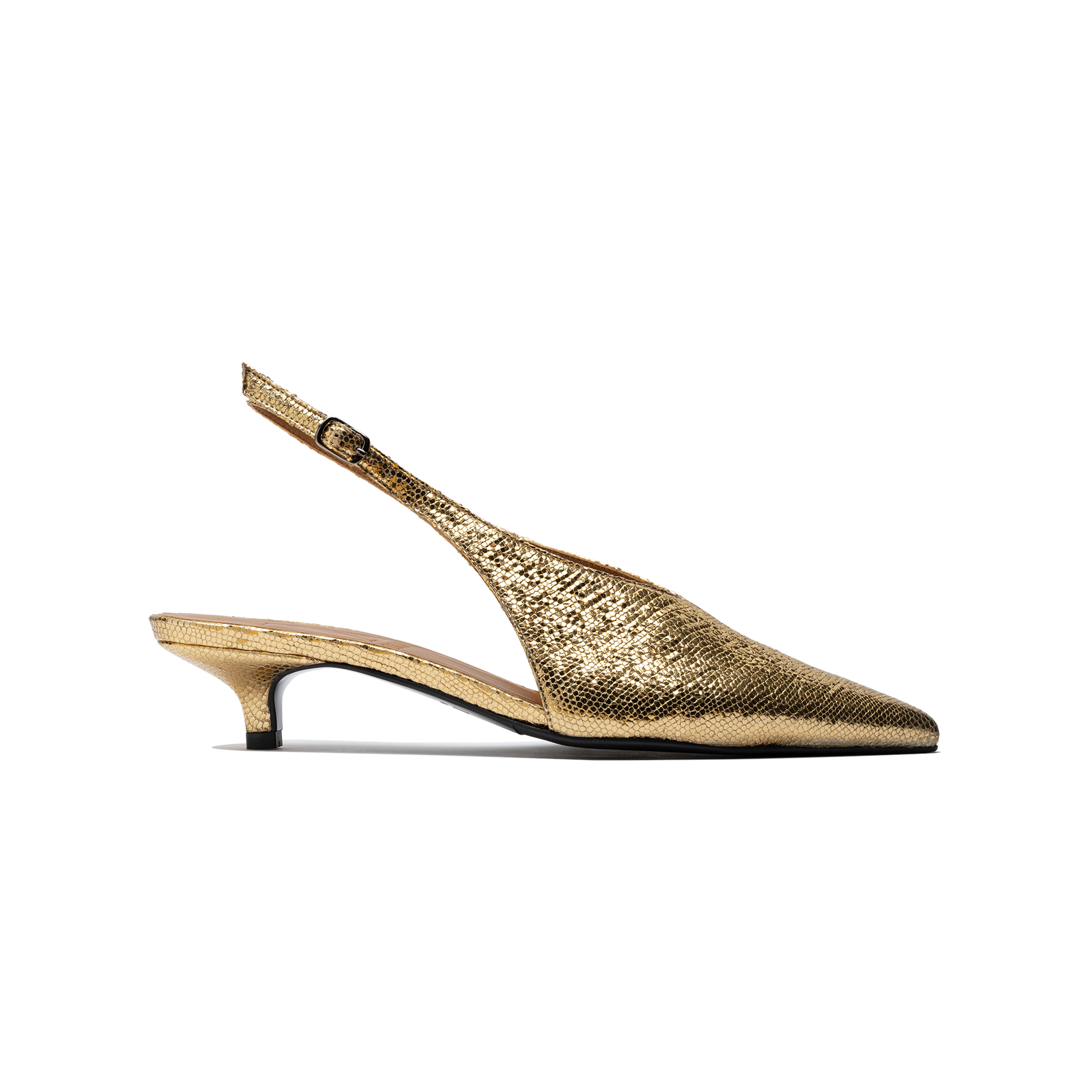 Slingback Kitten Heel Gold 36