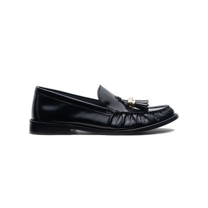Black Glossy Leather Moccasin