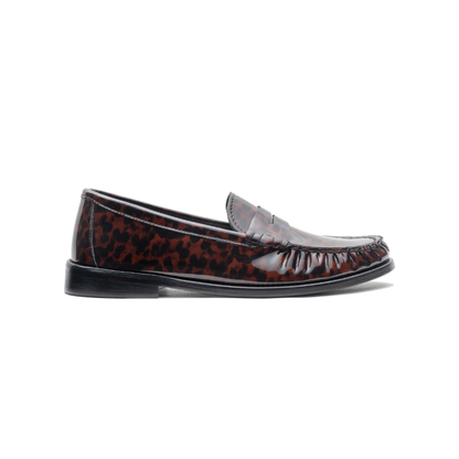 Leopard Glossy Leather Penny Loafer
