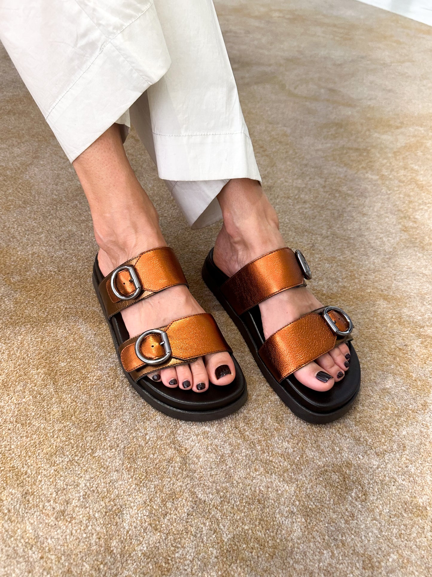 Two Toned Sandals Rust