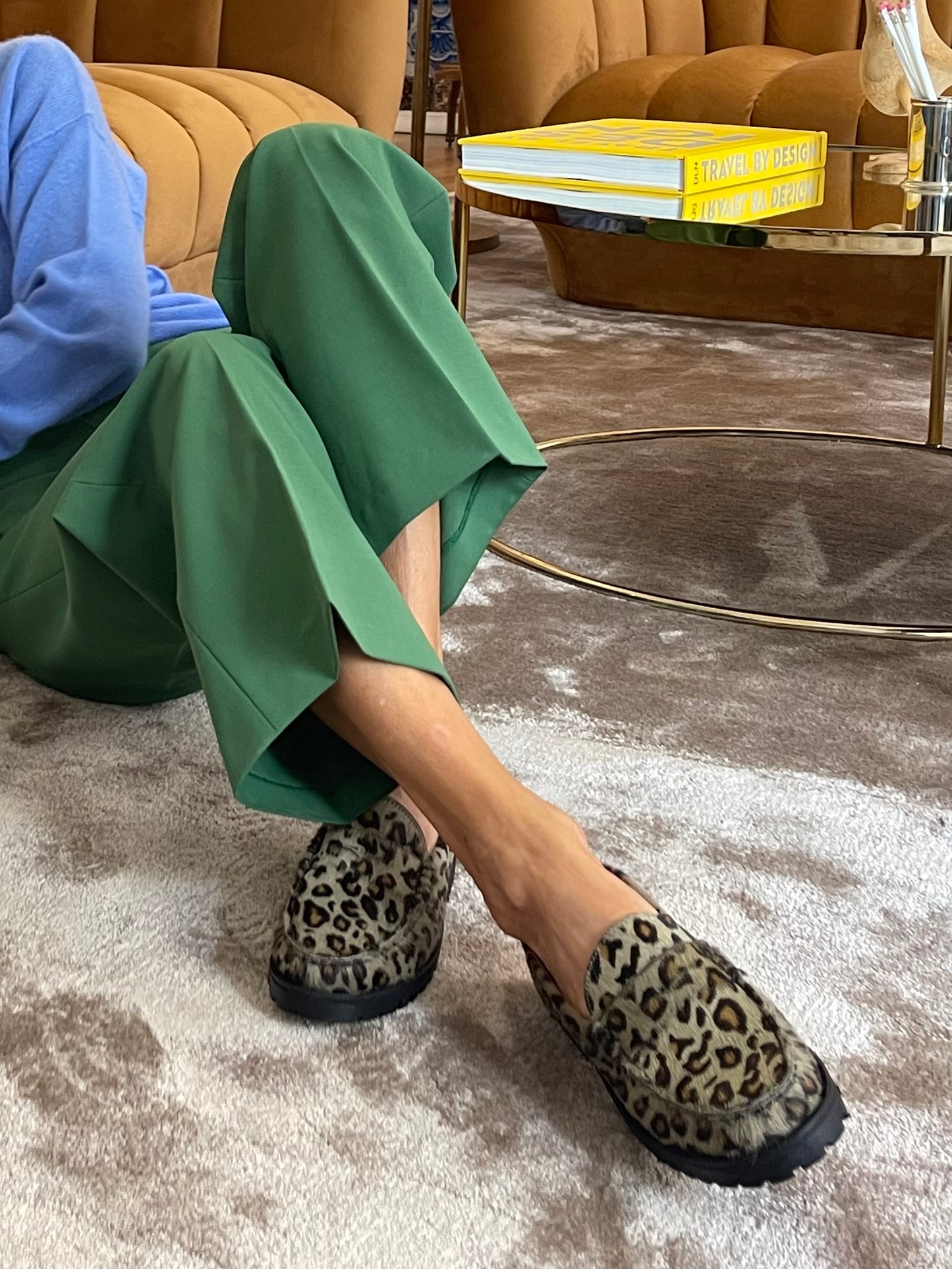 Leopard Green Penny Chunky Loafers